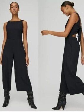 Aritzia Wilfred Ecoulement Open Tie Back Jumpsuit Black 2